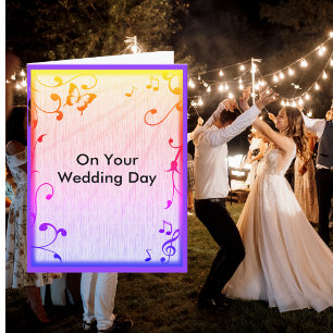 Carte Musique Feuille papillon coloré Mariage de grains