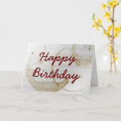 Carte musique tache café Joyeux anniversaire (Fleur jaune)
