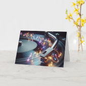 Carte Musique Tourne-disque Pour Anniversaire (Fleur jaune)