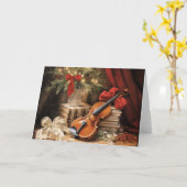 Carte Musique violon de Noël (Fleur jaune)