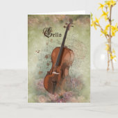 Carte Musique VIOLONCELLE - Carte de vœux (Fleur jaune)