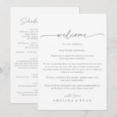 Carte Muted Gray Simple Minimal Wedding Welcome Letter (Devant / Derrière)