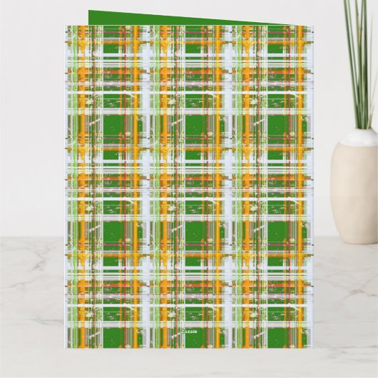 Carte MVB Automne Plaid Vert/Orange/Jaune Design (Dos)