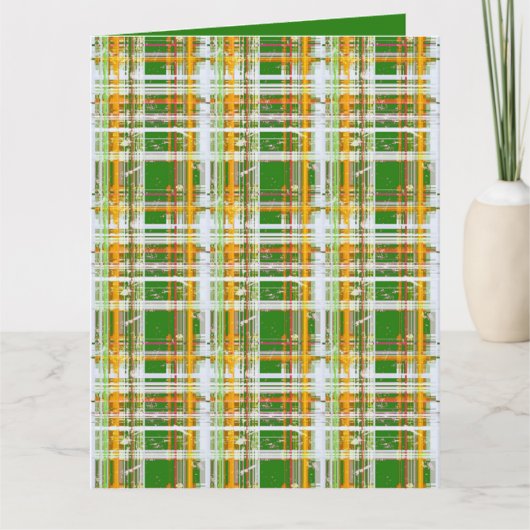 Carte MVB Automne Plaid Vert/Orange/Jaune Design (Devant)