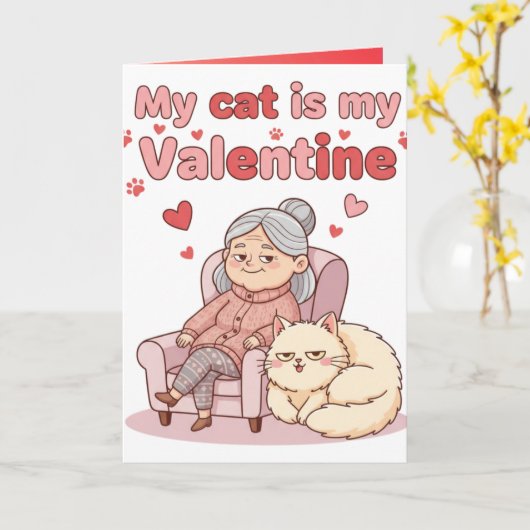 Carte My Cat is My Valentine! Funny Valentines Day (Fleur jaune)