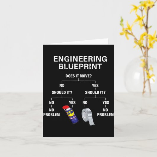 Carte My Engineering Blueprint - Funny Engineer  (Fleur jaune)