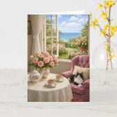 Carte My Favorite Chair , Cat Blank Card  (Fleur jaune)