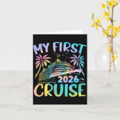 Carte My First Cruise 2026 Vacation Tie Dye Family Cruis (Fleur jaune)