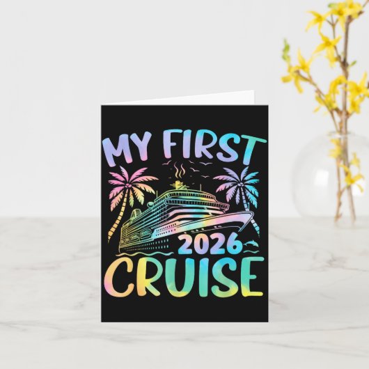 Carte My First Cruise 2026 Vacation Tie Dye Family Cruis (Fleur jaune)