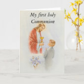 Carte My first holy communion boy (Fleur jaune)