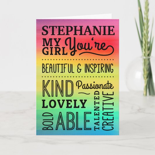 Carte My Girl Birthday - Compliments colorés (Devant)