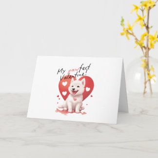 Carte My Pawfect Valentine - adorable chiot Jindo blanc