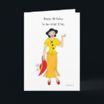 Carte My sister Fran<br><div class="desc">Girl in a bright yellow outfit and holding a bright red hat.</div>