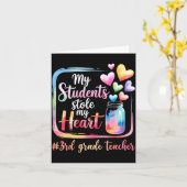 Carte My Student Stole My Heart 3rd Grade Teacher Valent (Fleur jaune)