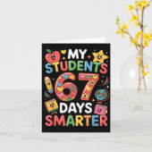 Carte My Students Are 67 Days Smarter Funny Teacher Kids (Fleur jaune)