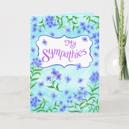 Carte My Sympathies – Soft Floral Comfort Design Aqua (Devant)