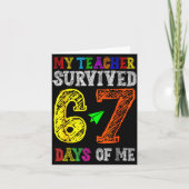 Carte My Teacher Survived 67 Days Of Me Funny Students T (Devant)