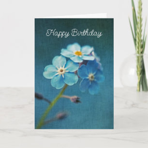Carte Myosotis élégants bleus Fleurs Joyeux Anniversaire