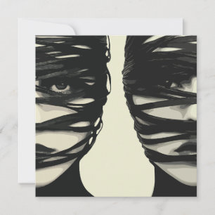 Carte Mystère Masqué : Art des Visages Enveloppés Double