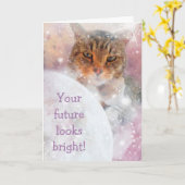 Carte Mystérieux Chat Happy Graduation (Fleur jaune)