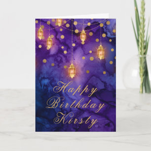 Carte Mystic Purple Blue Fairy Lanterns Bokeh Anniversai