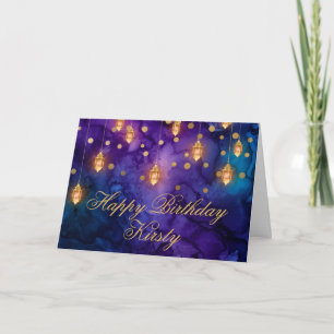 Carte Mystic Purple Blue Fairy Lanterns Bokeh Anniversai