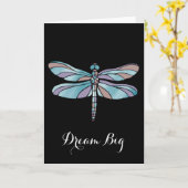 Carte Mystical Blue Dragonfly Dream Big (Fleur jaune)