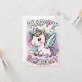 Carte Mystical Dreamy Unicorn Anniversaire (Devant/Arrière en situation)