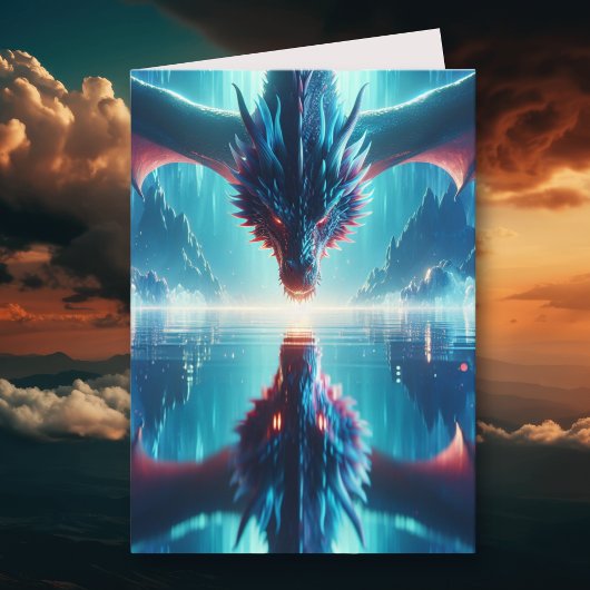 Carte Mystical Ethereal Dragon réflexion Anniversaire