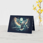 Carte Mystical Moon Owl Celestial Forest Glow (Fleur jaune)