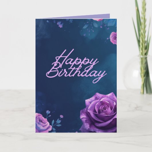 Carte Mystical Purple Rose Folded Birthday Card, Blank (Devant)