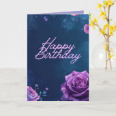 Carte Mystical Purple Rose Folded Birthday Card, Blank (Fleur jaune)