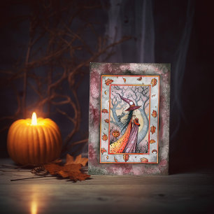 Carte mystique de Halloween de sorcière
