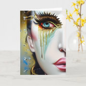 Carte Mystique Ethérée Belles femmes avec des larmes d'o (Fleur jaune)