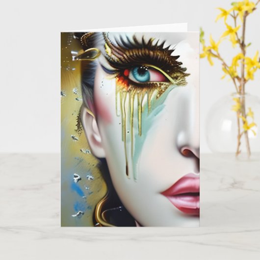 Carte Mystique Ethérée Belles femmes avec des larmes d'o (Fleur jaune)