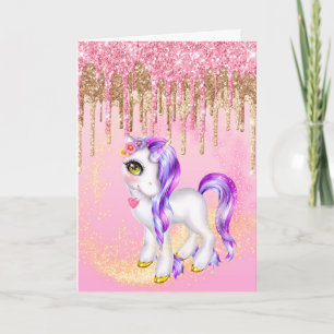 Carte Mythique licorne parties scintillant pony pourpre 
