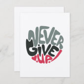 Carte N'abandonnez jamais - Optimiser le blanc inspirant (Devant / Derrière)