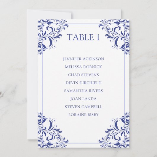 Carte Nadine Seating Chart Table List | Royal Blue (Devant)