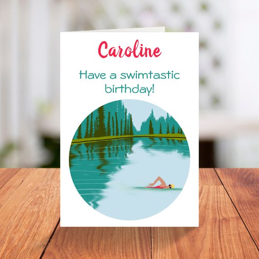 Carte Nage en eau libre personnalisée Anniversaire