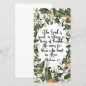 Carte Nahum 1:7, Aquarelle Bible verse signet (Devant / Derrière)