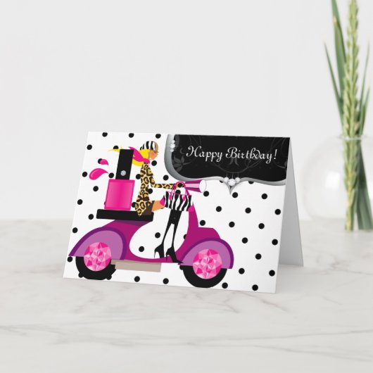Carte Nail de fête d'anniversaire mignon Polonais Scoote (Devant)