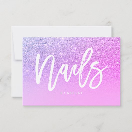 Carte Nails certificat typographie rose parties scintill (Devant)