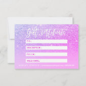 Carte Nails certificat typographie rose parties scintill (Dos)