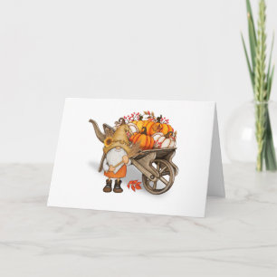 Carte Nain d'automne et chariot de récolte de citrouille