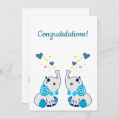 Carte Naissance de jumeaux, félicitations (Devant / Derrière)