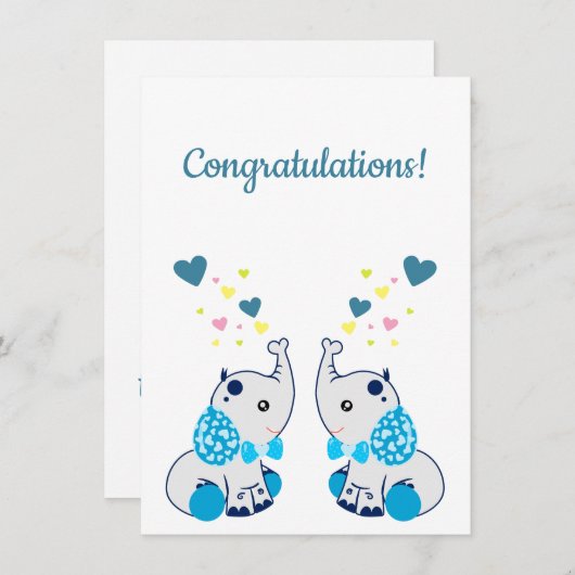 Carte Naissance de jumeaux, félicitations (Devant / Derrière)