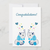 Carte Naissance de jumeaux, félicitations (Devant)