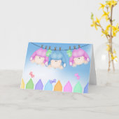 Carte Naissance de triplets (Fleur jaune)