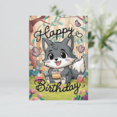 Carte Naissance numérique du loup mystique mignon (Debout devant)