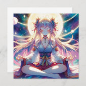 Carte Namaste Anime Girl Meditating (Devant / Derrière)